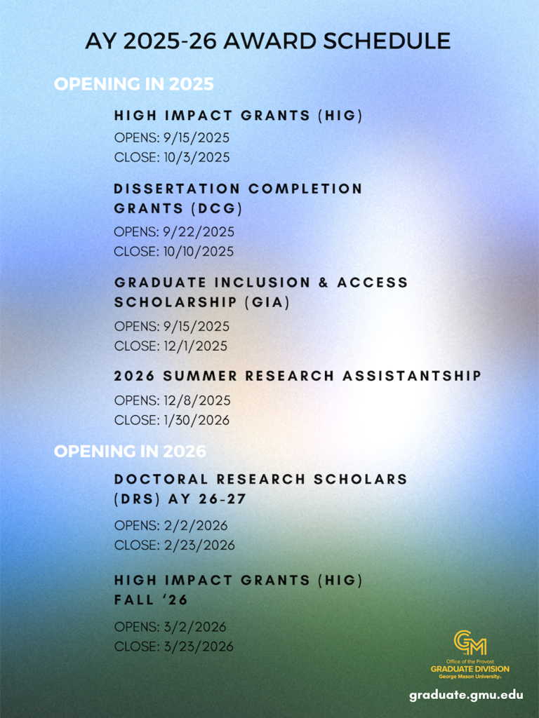 AY25-26, award schedule opening and closing dates